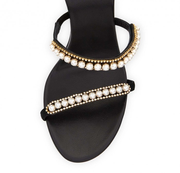Rene Caovilla Pearly & Crystal Snake 105mm Sandal, Black – Shoes Post