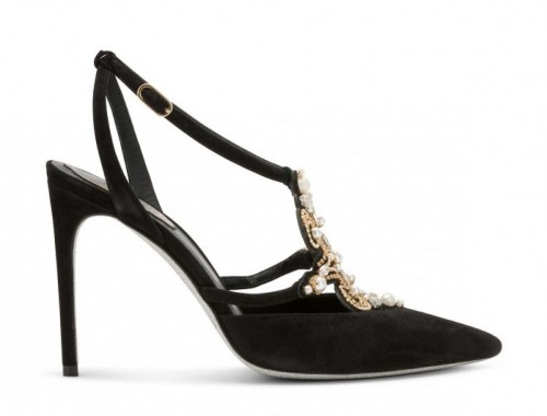 Rene Caovilla Suede Slingback with Pearls – Shoes Post