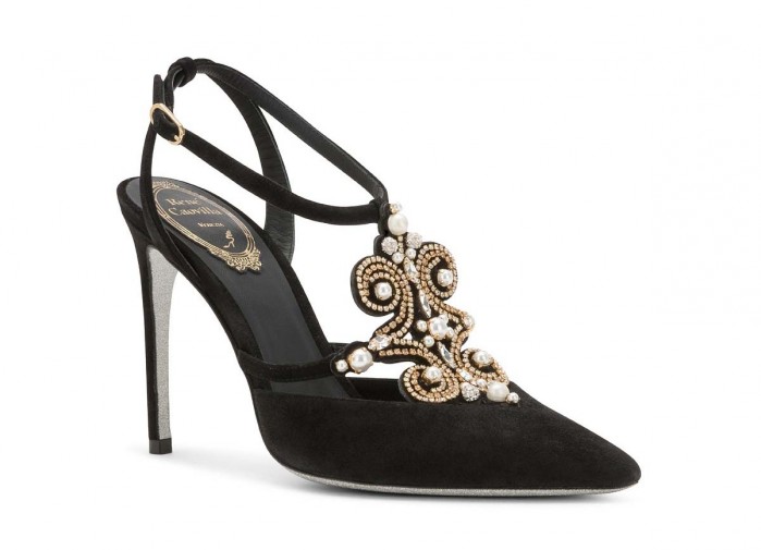 Rene Caovilla Suede Slingback with Pearls – Shoes Post