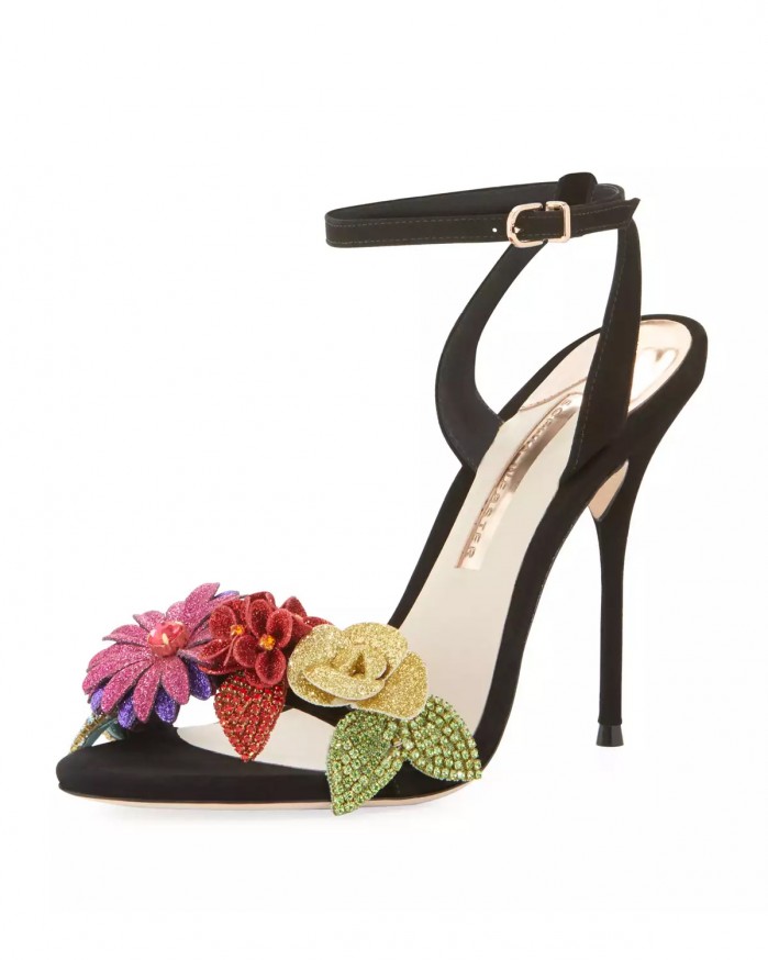 Sophia Webster Lilico Glitter-Flower Ankle-Wrap Sandals - Shoes Post