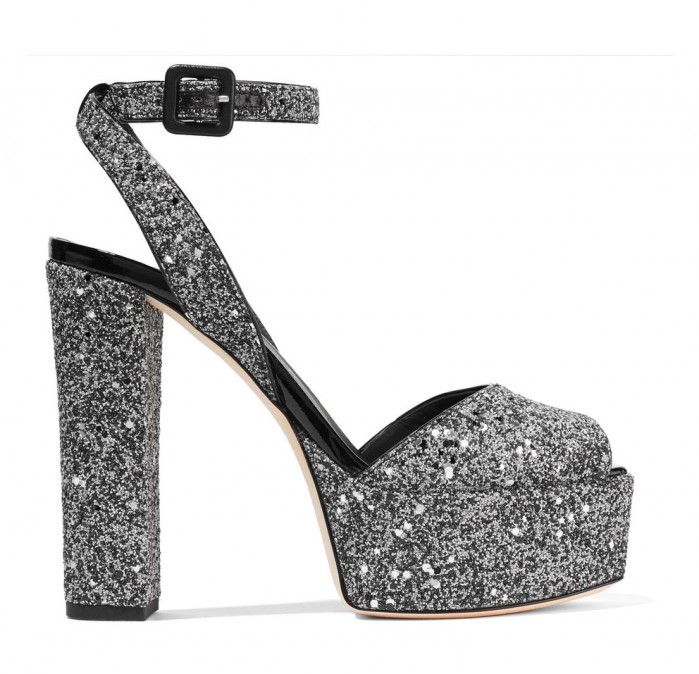 GIUSEPPE ZANOTTI Betty glittered leather platform sandals – Shoes Post