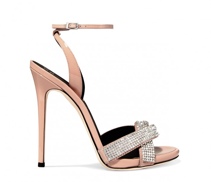 GIUSEPPE ZANOTTI Suede-trimmed crystal-embellished patent-leather ...