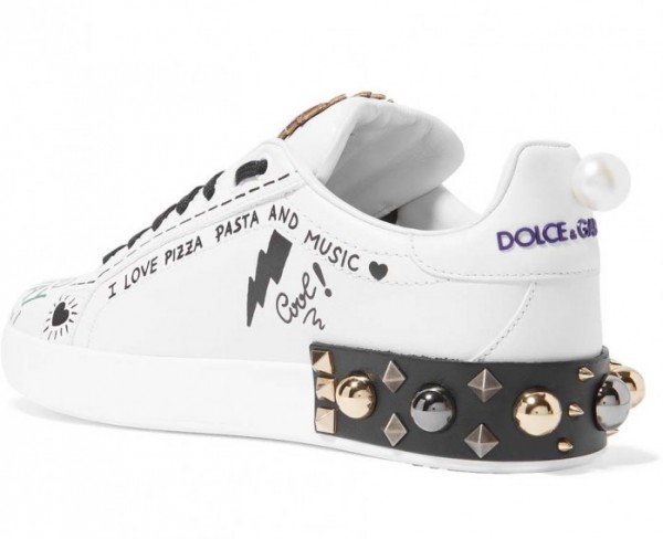 dolce & gabbana leather sneakers with scarf laces