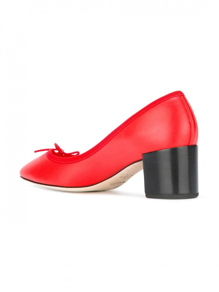 Repetto Farah Leather Block Heel Pump in Orange