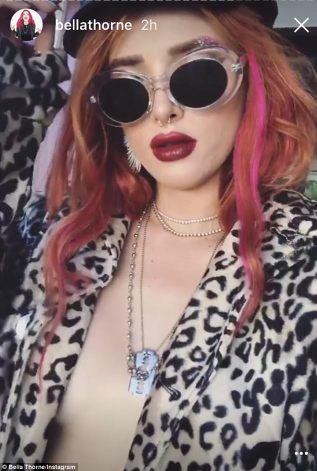 Bella Thorne woe no top and bra to pose in a leopard-print fur coat – Shoes  Post