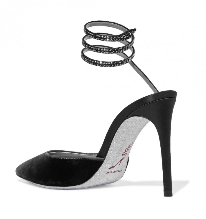 RENÉ CAOVILLA Crystal-embellished velvet pumps – Shoes Post
