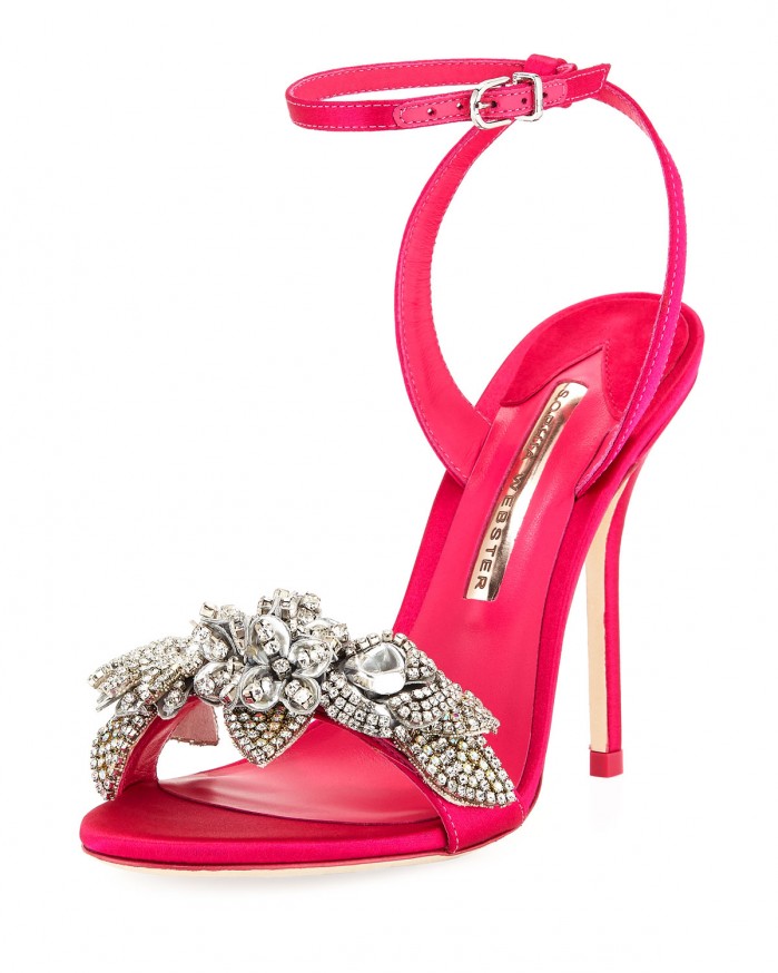 Sophia Webster Lilico Crystal Satin Sandal, Bright Pink – Shoes Post