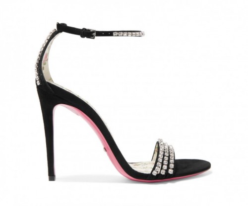 gucci black suede isle heeled sandals