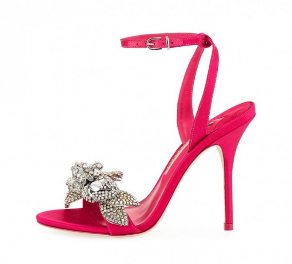 Sophia Webster Lilico Crystal Satin Sandal, Bright Pink – Shoes Post