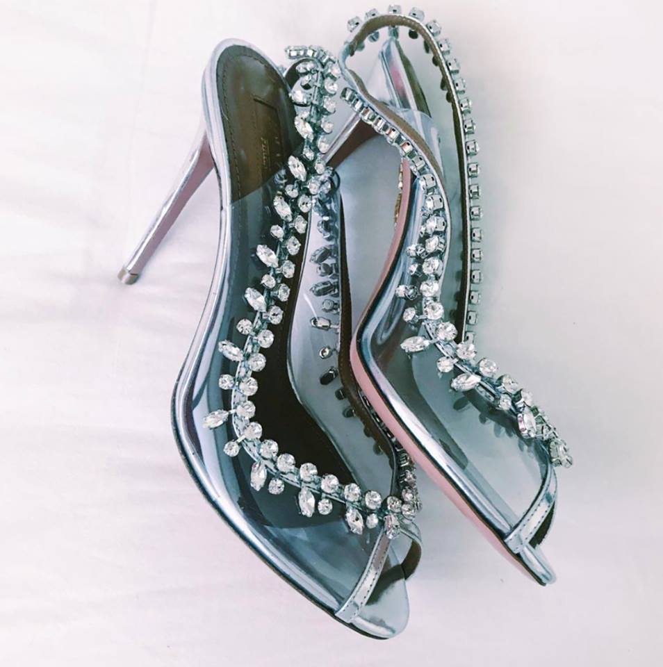 Aquazzura Temptation Crystal Slingback Sandal, Silver – Shoes Post