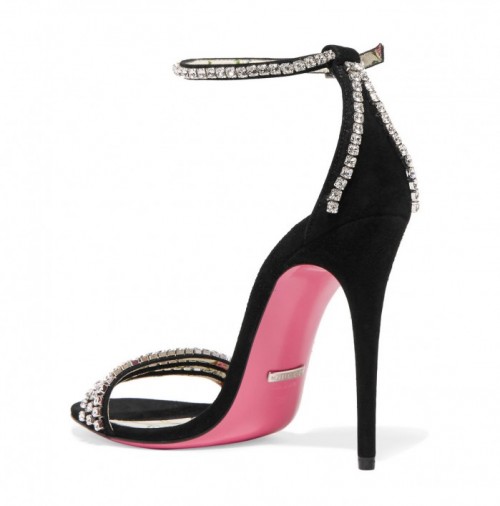 gucci black suede isle heeled sandals