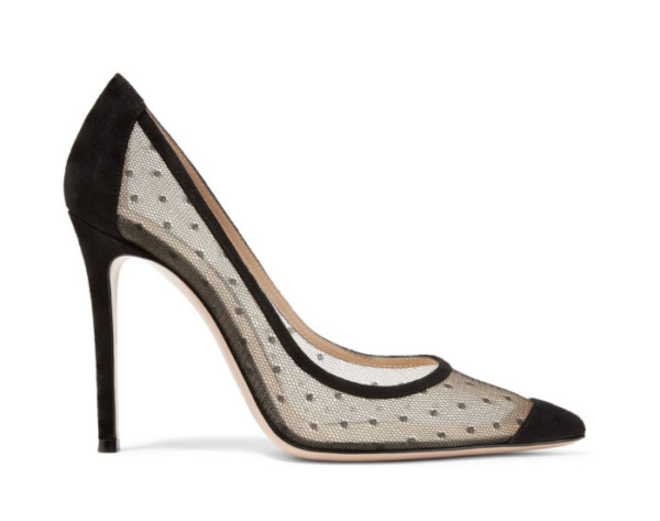 GIANVITO ROSSI 100 suede and point d’esprit pumps – Shoes Post