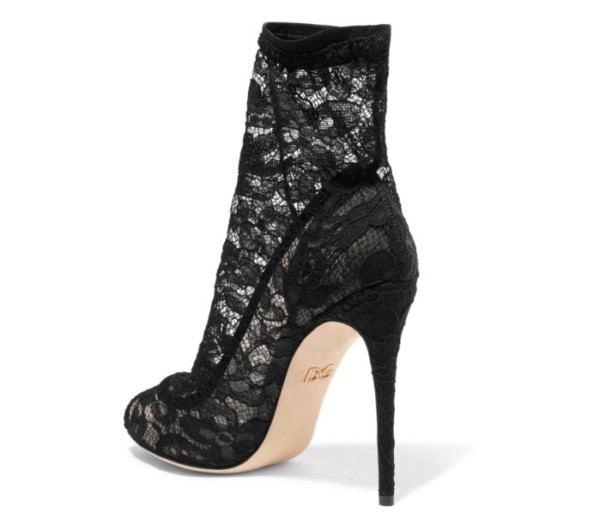 Dolce & Gabbana Black Stretch Stilettos Booties Socks Shoes