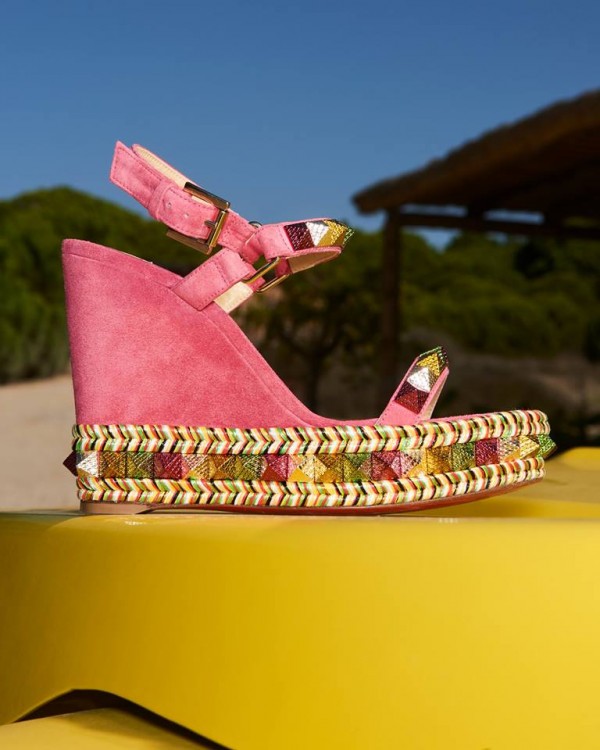 christian louboutin pyraclou denim wedge platform sandals