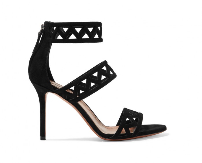 ALAÏA 90 laser-cut suede sandals – Shoes Post