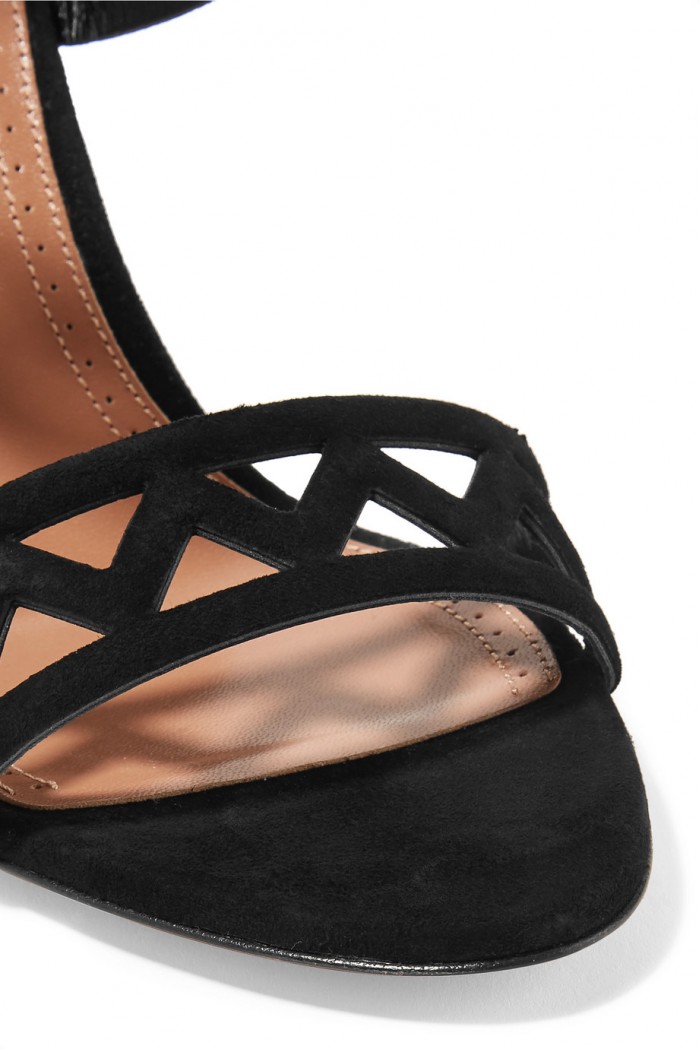 ALAÏA 90 laser-cut suede sandals – Shoes Post