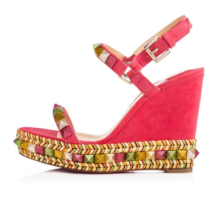 Christian Louboutin Pyraclou Spike Wedge Red Sole Sandal – Shoes Post