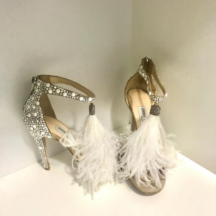 Jeweled Feather High Heels Sandals – Sansa Costa
