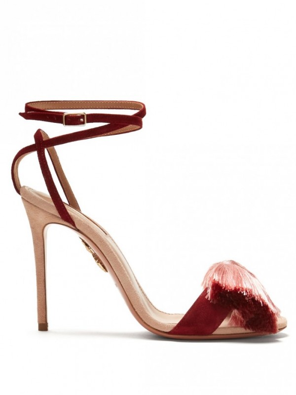 AQUAZZURA Lotus Blossom 120 tassel-embellished sandals – Shoes Post