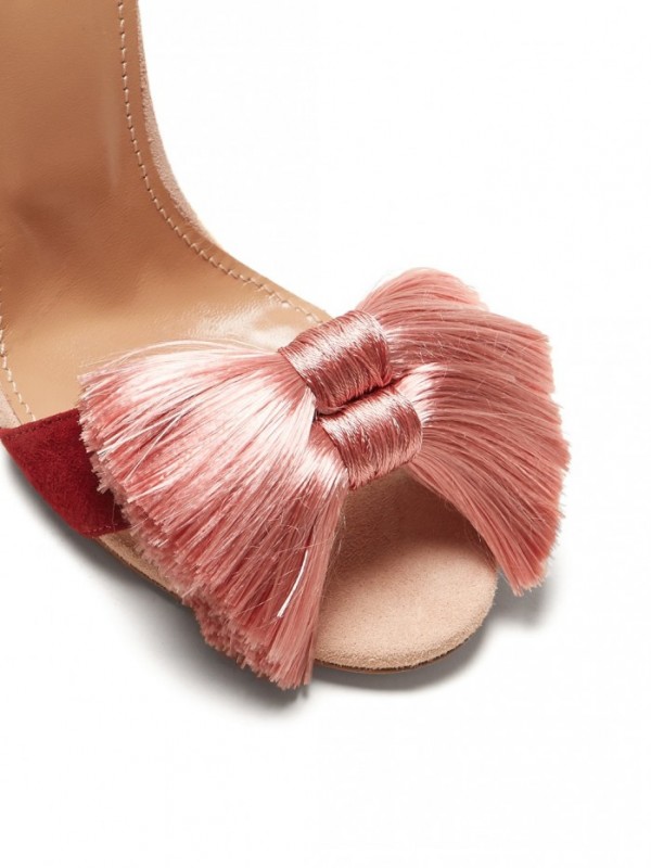 AQUAZZURA Lotus Blossom 120 tassel-embellished sandals – Shoes Post