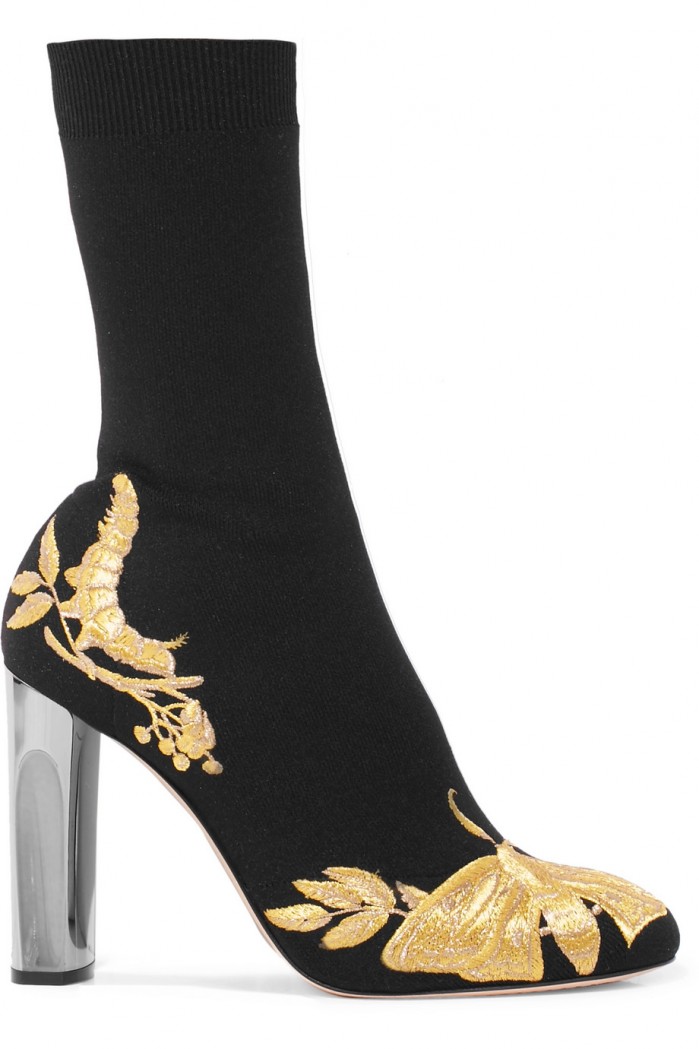 ALEXANDER MCQUEEN Embroidered stretch-knit sock boots – Shoes Post