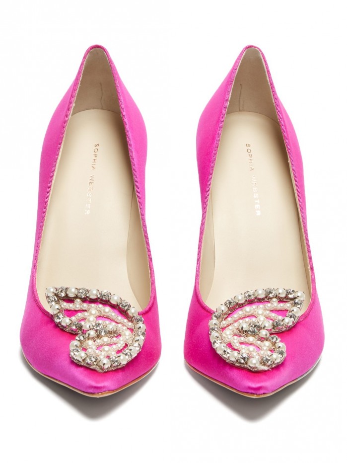 SOPHIA WEBSTER Bibi Butterfly embellished satin pumps – Shoes Post