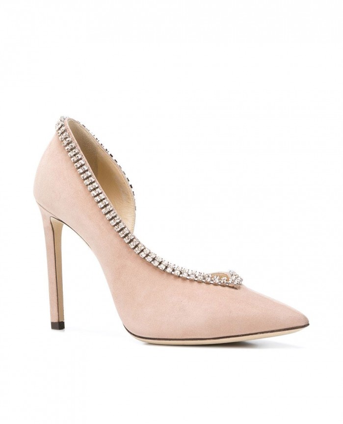 JIMMY CHOO pink Lilian 100 crystal suede pumps – Shoes Post