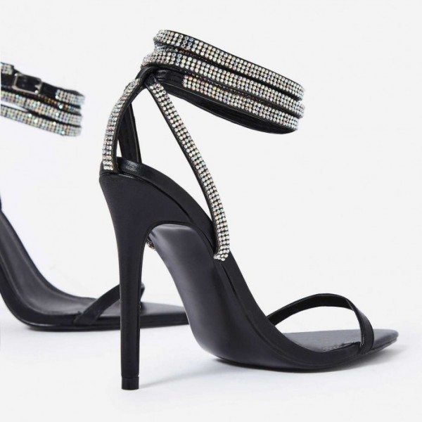 diamante heels lace up
