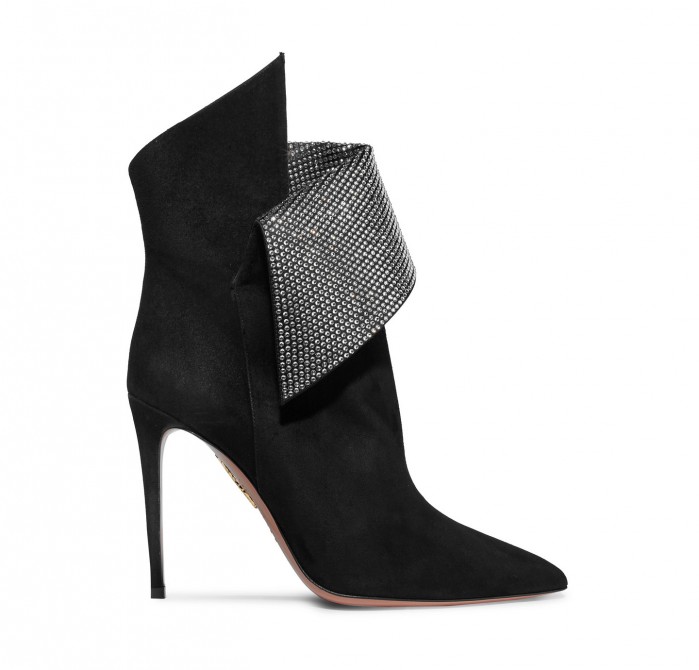 AQUAZZURA Night Fever crystal-embellished suede ankle boots – Shoes Post