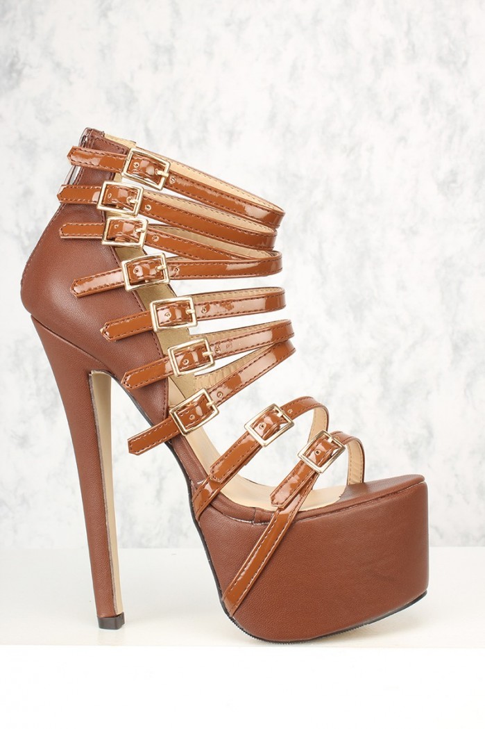Amazon.com | Allegra K Women's Lace Up Platform Heels Sandals Brown Heels  Sandals 6 M US | Platforms & Wedges