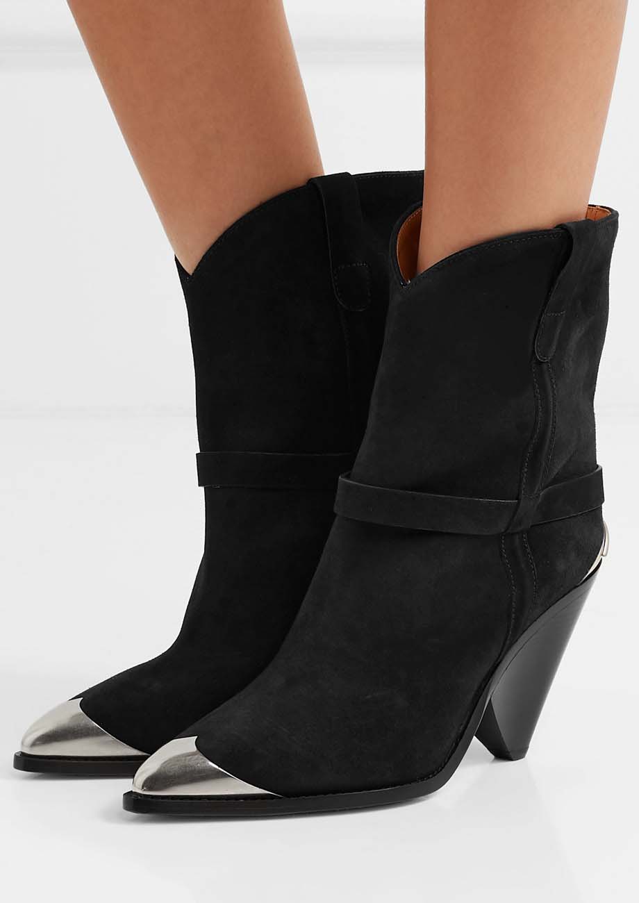 ISABEL MARANT Lamsy embellished suede ankle boots – Shoes Post