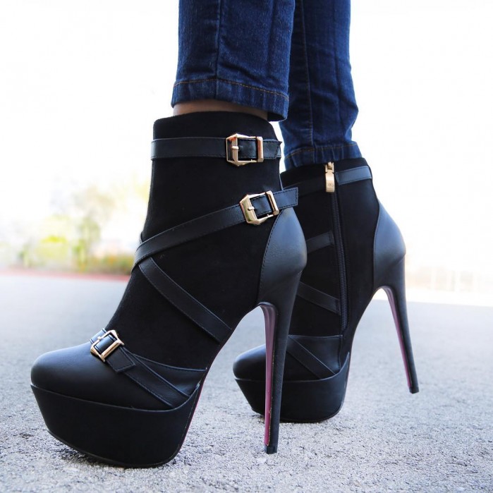 Sexy Black Crisscross 6 Inch Stiletto High Heel Booties – Shoes Post