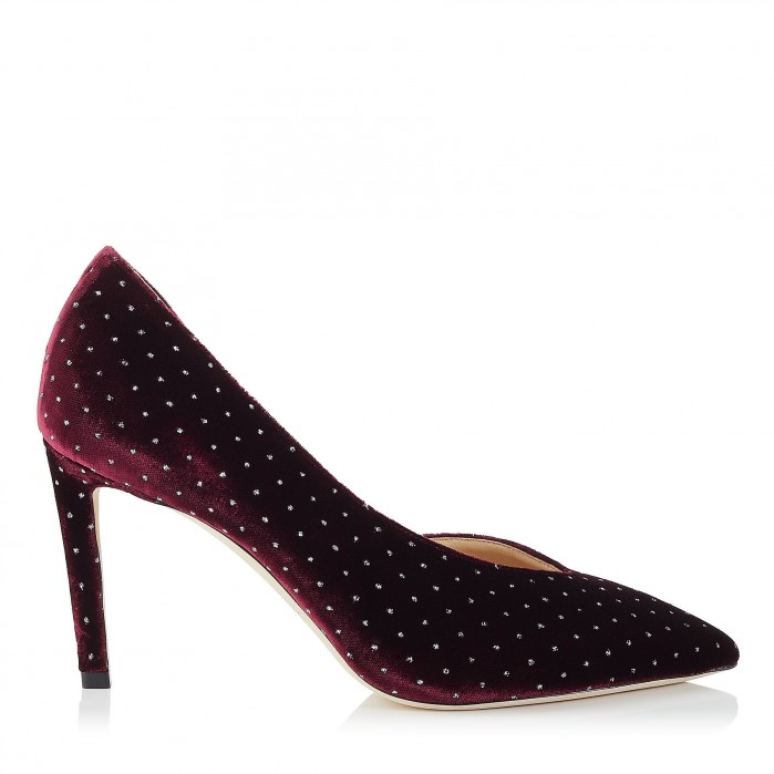 SOPHIA 85 Grape Glitter Spotted Velvet Pointy Toe Pumps – Shoes Post