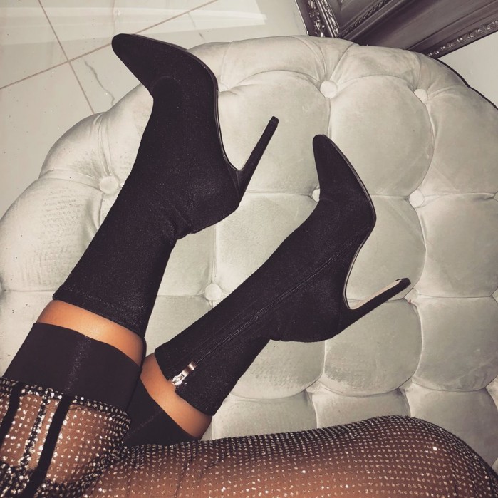 SIMMI KAYLEE BLACK RIB SLIM BLOCK HEEL ANKLE BOOTS – Shoes Post