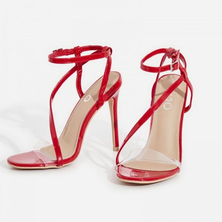 red barely there heel