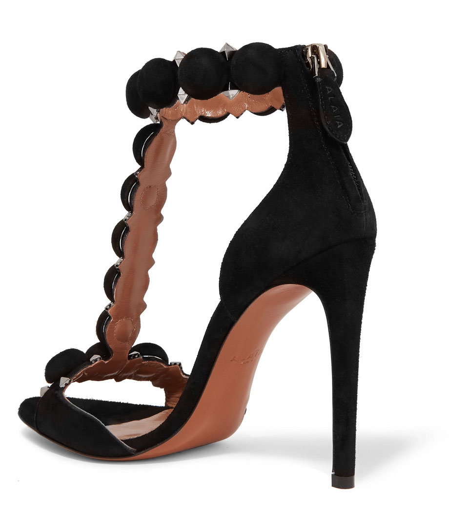 ALAÏA Bombe 110 studded suede sandals – Shoes Post