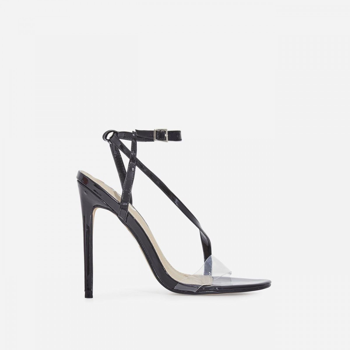 EGO Mystic Perspex Barely There Heel In Black Patent – Shoes Post