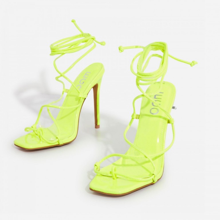 lime green square toe heels