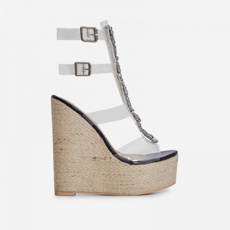 jewel embellished perspex heels
