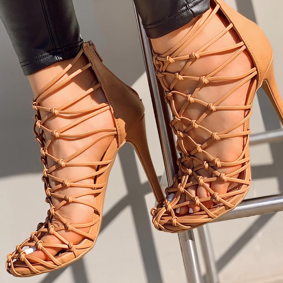 Strappy Caged wrapped Ankle Chunky Platform Gladiator High Heel Sandals  Size H79 | eBay
