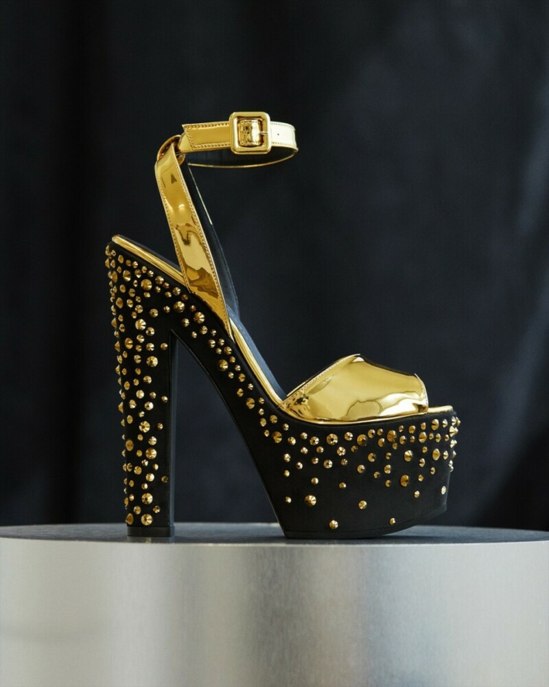 Laura Diamond Ankle Strap Stiletto Sandals - Gold main image 0
